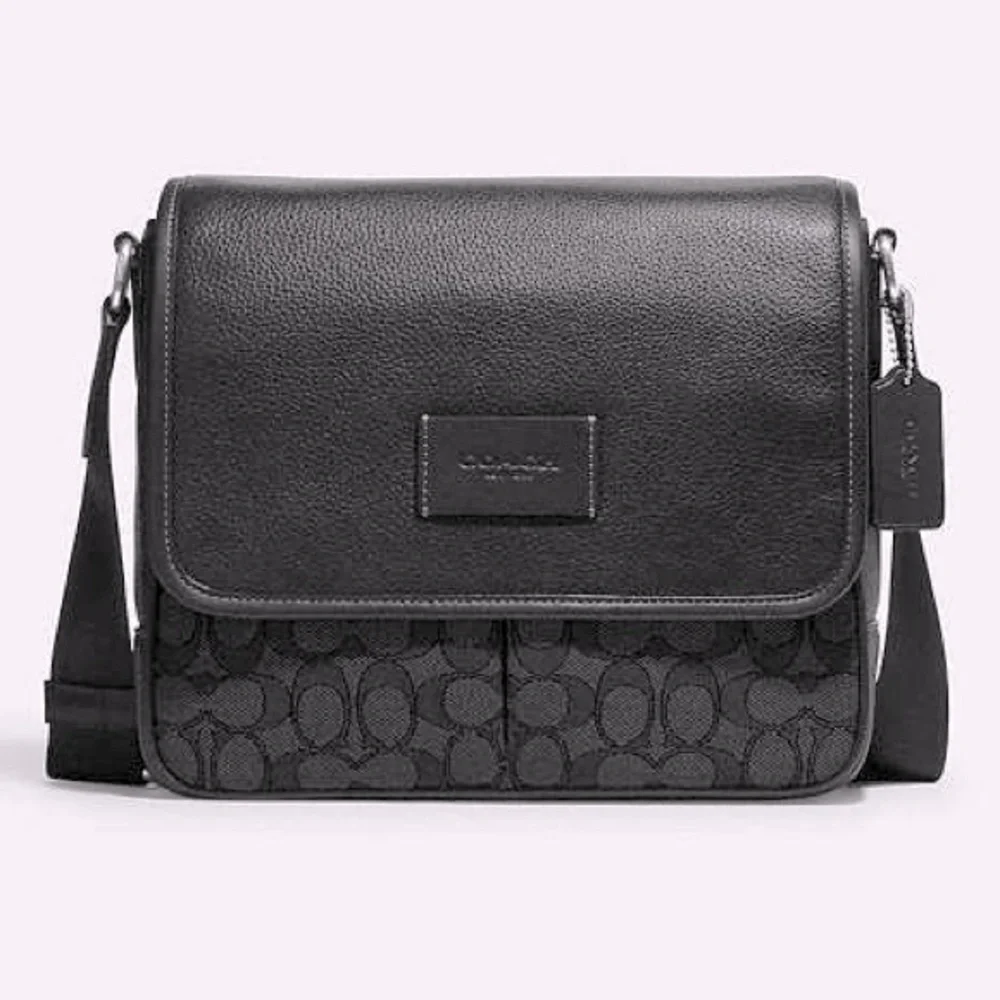 Coach Black Signature Crossbody Messenger Bag for Men